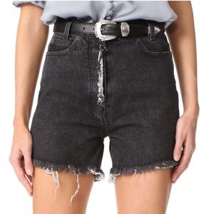 Magda Butrym High Wasit Frayed Denim Shorts